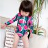Kids Long Sleeves Zip Front Swimwear Girls Watermelon Printing Sunscreen One piece Swimsuit For Hot Spring watermelon 7 8years XL