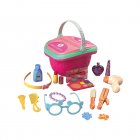 Kids Picnic Basket Food Toy Set Pretend Play Camping Set With Play Food For Boys Girls Birthday Gifts Accessories Picnic Basket