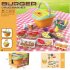 Kids Picnic Basket Food Toy Set Pretend Play Camping Set With Play Food For Boys Girls Birthday Gifts Pizza Picnic Basket