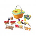 Kids Picnic Basket Food Toy Set Pretend Play Camping Set With Play Food For Boys Girls Birthday Gifts Pizza Picnic Basket