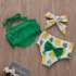 Kids Pineapple Printing Swim Suit Girls Cartoon Tassels Top  Shorts Headband Green XH1398BK 90cm