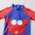 Kids Short Sleeves One piece Swimsuit Cartoon Printing Quick drying Swimwear For 2 7 Years Old Boys Girls blue 2 3years S