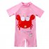 Kids Short Sleeves One piece Swimsuit Cartoon Printing Quick drying Swimwear For 2 7 Years Old Boys Girls blue red crab 6 7years XL
