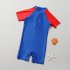 Kids Short Sleeves One piece Swimsuit Cartoon Printing Quick drying Swimwear For 2 7 Years Old Boys Girls blue red crab 6 7years XL