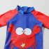 Kids Short Sleeves One piece Swimsuit Cartoon Printing Quick drying Swimwear For 2 7 Years Old Boys Girls blue red crab 6 7years XL