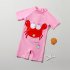 Kids Short Sleeves One piece Swimsuit Cartoon Printing Quick drying Swimwear For 2 7 Years Old Boys Girls blue red crab 6 7years XL