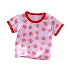 Kids Short Sleeves T-shirt Fashion Cute Printing Round Neck Breathable Tops For 1-6 Years Old Boys Girls A14 2-3Y 100cm