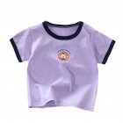Kids Short Sleeves T-shirt Fashion Cute Printing Round Neck Breathable Tops For 1-6 Years Old Boys Girls A12 3-4Y 110cm