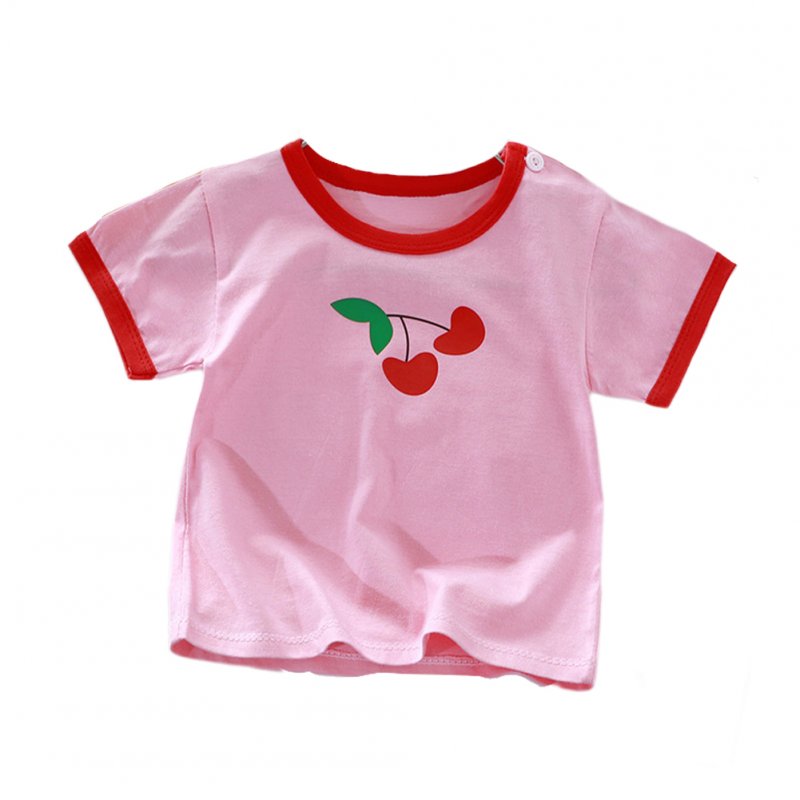 Kids Short Sleeves T-shirt Fashion Cute Printing Round Neck Breathable Tops For 1-6 Years Old Boys Girls A10 4-5Y 120cm