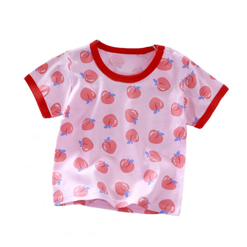 Kids Short Sleeves T-shirt Fashion Cute Printing Round Neck Breathable Tops For 1-6 Years Old Boys Girls A14 5-6Y 130cm