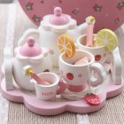 Kids Simulate Wooden Strawberry Afternoon Tea Play House Tea Set Educational <span style='color:#F7840C'>Toys</span>