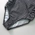 Kids Sleeveless Swimsuit Girls Cute Plaid Printing Breathable One piece Swimwear For Swimming Hot Spring black 7 8years XL