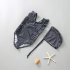 Kids Sleeveless Swimsuit Girls Cute Plaid Printing Breathable One piece Swimwear For Swimming Hot Spring black 7 8years XL