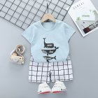 Kids T-shirt Set Fashion Cartoon Printing Short Sleeves Shirt Shorts Summer Cotton Clothing Suit For Kids Aged 0-5 whales 8-18M 73-80cm