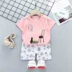 Kids T-shirt Set Fashion Cartoon Printing Short Sleeves Shirt Shorts Summer Cotton Clothing Suit For Kids Aged 0-5 kitten 3-4Y 100-110cm