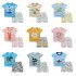 Kids T shirt Set Fashion Cartoon Printing Short Sleeves Shirt Shorts Summer Cotton Clothing Suit For Kids Aged 0 5 blue animal  4 5Y 110 120cm