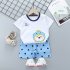 Kids T shirt Set Fashion Cartoon Printing Short Sleeves Shirt Shorts Summer Cotton Clothing Suit For Kids Aged 0 5 blue animal  4 5Y 110 120cm