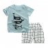 Kids T shirt Set Fashion Cartoon Printing Short Sleeves Shirt Shorts Summer Cotton Clothing Suit For Kids Aged 0 5 black rabbit 4 5Y 110 120cm