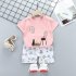 Kids T shirt Set Fashion Cartoon Printing Short Sleeves Shirt Shorts Summer Cotton Clothing Suit For Kids Aged 0 5 bottle 18 24M 80 90cm