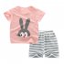 Kids T shirt Set Fashion Cartoon Printing Short Sleeves Shirt Shorts Summer Cotton Clothing Suit For Kids Aged 0 5 blue animal  18 24M 80 90cm