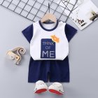 Kids T-shirt Set Fashion Cartoon Printing Short Sleeves Shirt Shorts Summer Cotton Clothing Suit For Kids Aged 0-5 blue animal  2-3Y 90-100cm