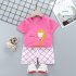 Kids T shirt Set Fashion Cartoon Printing Short Sleeves Shirt Shorts Summer Cotton Clothing Suit For Kids Aged 0 5 wine red strawberry 2 3Y 90 100cm