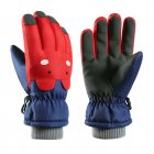 Kids Winter Snowboard Gloves Waterproof Windproof Plush Warm Gloves Snowboard Wear Outdoor Skiing Equipment red