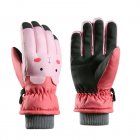 Kids Winter Snowboard Gloves Waterproof Windproof Plush Warm Gloves Snowboard Wear Outdoor Skiing Equipment pink