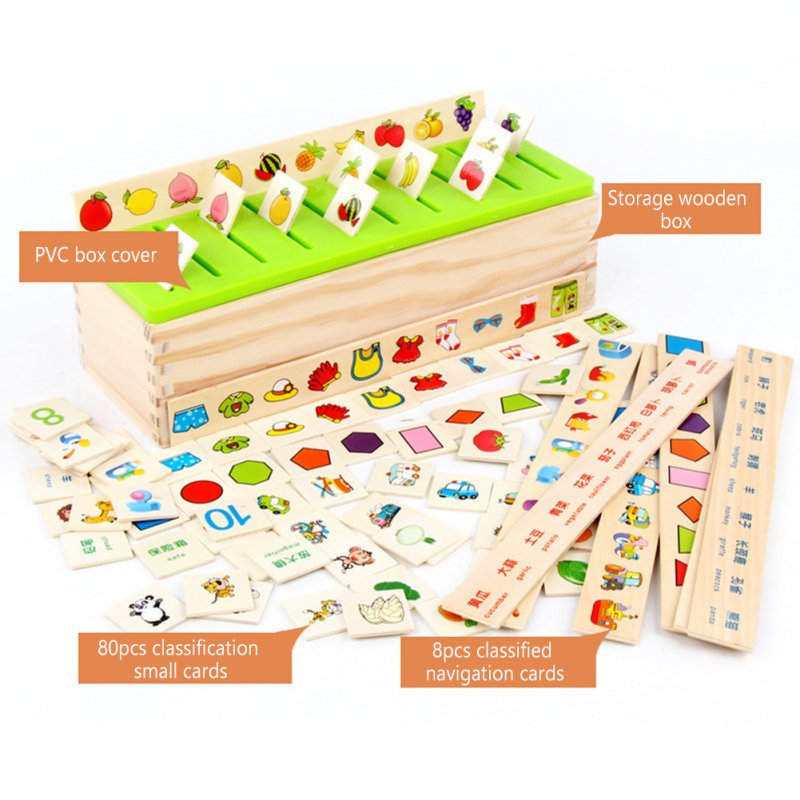 Kids Wooden Knowledge Classification Box Shape Matching Number Cognitive Early Educational Toys For Boys Girls As shown
