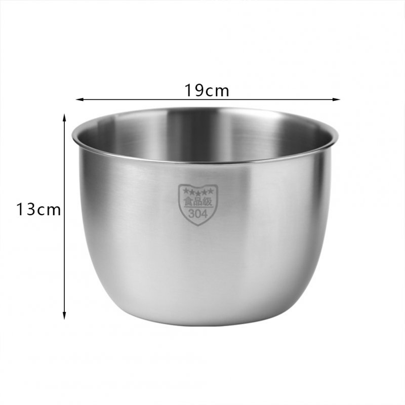 Kitchen 304 Stainless Steel Mixing  Bowl Deep Design Anti-flying Cooking Baking Cake Bread Salad 19*13cm