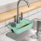 Kitchen Faucet Drain Rack Multi-purpose Anti-splash Non-slip Soap Sponge Wipe Sink Tray Holder Drain Basket light blue