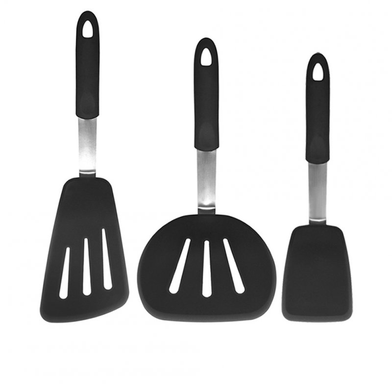 Kitchen Heat-resistant Silicone Non-stick Cooking Spoon Spatula Utensils Dinnerware Set Cooking Tools Large round shovel + oblique shovel + middle shovel