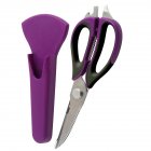 Kitchen Scissors Cutter Stainless Steel Knife with Blade Cover Magnetic Base for Vegetable Meat Potato Cheese Meat  purple