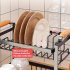 Kitchen Storage Rack Dish Drainer 2 Tier Home Plate Bowl Chopsticks Storage Shelf Utensil Holder Black