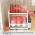 Kitchen Storage Rack Dish Drainer 2 Tier Home Plate Bowl Chopsticks Storage Shelf Utensil Holder Black
