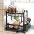 Kitchen Storage Rack Dish Drainer 2 Tier Home Plate Bowl Chopsticks Storage Shelf Utensil Holder Black