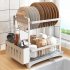 Kitchen Storage Rack Dish Drainer 2 Tier Home Plate Bowl Chopsticks Storage Shelf Utensil Holder Black