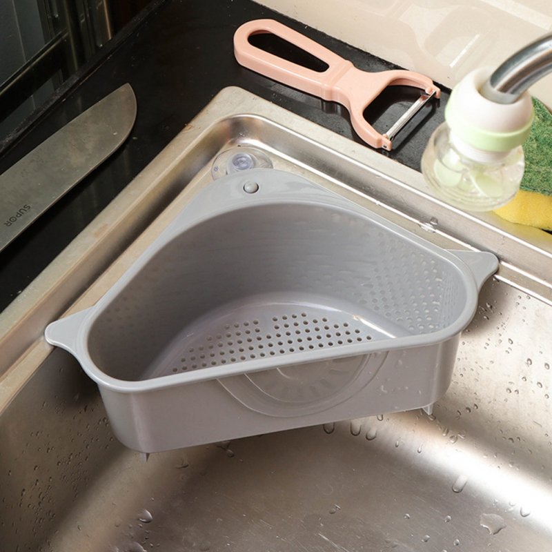 Kitchen Storage Rack Drain Basket with Suction Cup for Sink Gray with suction cup