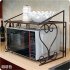 Kitchen Storage Stand Iron Oven Rack Foldable Frame Utility Storage Shelf Plate Organizer black 55 37 45cm