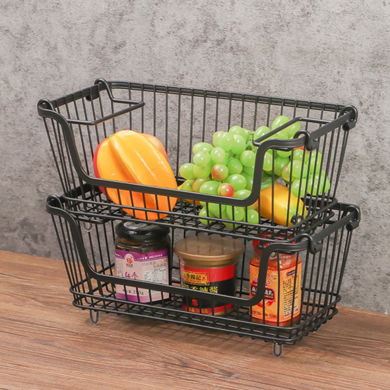 Wall Mounted Metal Dish Drying Rack Fruit Vegetable Storage Basket