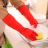 Kitchen Washing Gloves 38cm Long Waterproof Elastic Rubber Glove Dining Room Dish Cleaning Red M