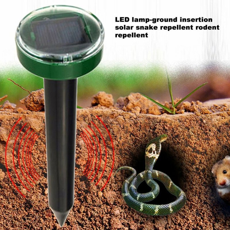 4pcs Solar Mouse Repeller Ultrasonic Outdoor Built-in Buzzer Vibrating Electronic Led Farm Snake Repellent Round 