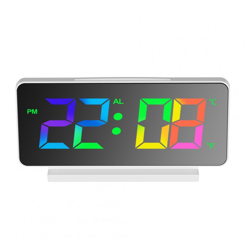 Digital Alarm Clock Electronic Colorful Screen Large Display Modern Desk for Bedroom Home Office Decor Mirror Clock