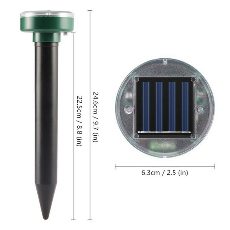 4pcs Solar Mouse Repeller Ultrasonic Outdoor Built-in Buzzer Vibrating Electronic Led Farm Snake Repellent Round 