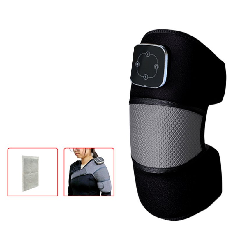 Knee Massager, Shoulder Leg Heating Pad With 5 Gear Heat And 3 Levels Vibration, Heated Knee Brace Wrap With Massage, For Knee Shoulder Elbow Arthritis Women Men English manual (black gray)