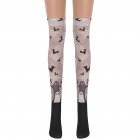 Knee Stocking Halloween Socks Masquerade Over the Knee Length Stockings Gray  dark ghost bat  free size