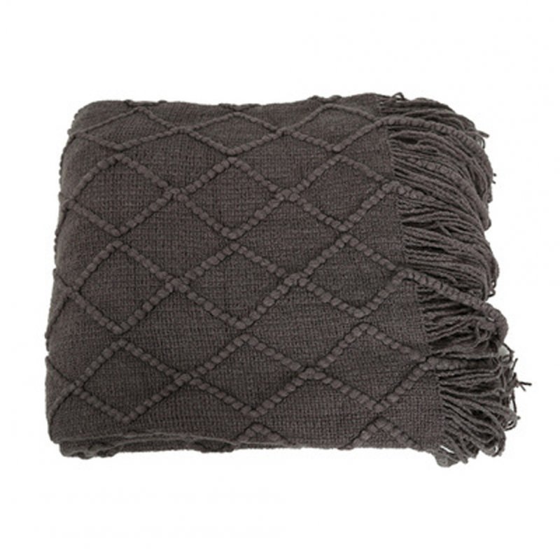Knitted Tassel Blankets for Beds Sofa Photo Props Office Sleeping Air Conditioning Blanket dark gray_130*170 520g