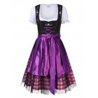 Kojooin Women's Oktoberfest Plaid Mesh Stitching Embroidery A Line Formal Dresses Suit