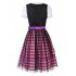 Kojooin Women s Oktoberfest Plaid Mesh Stitching Embroidery A Line Formal Dresses Suit