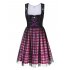 Kojooin Women s Oktoberfest Plaid Mesh Stitching Embroidery A Line Formal Dresses Suit